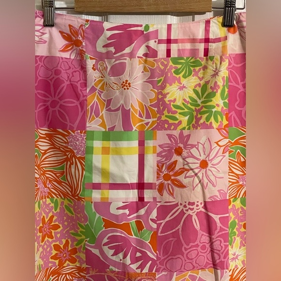 Lilly Pulitzer Pink and Green Floral Patchwork Skirt Size 8‎ - Picture 3 of 11